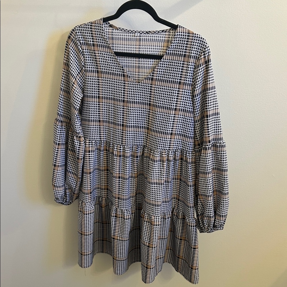 Plaid V-Neck Dress